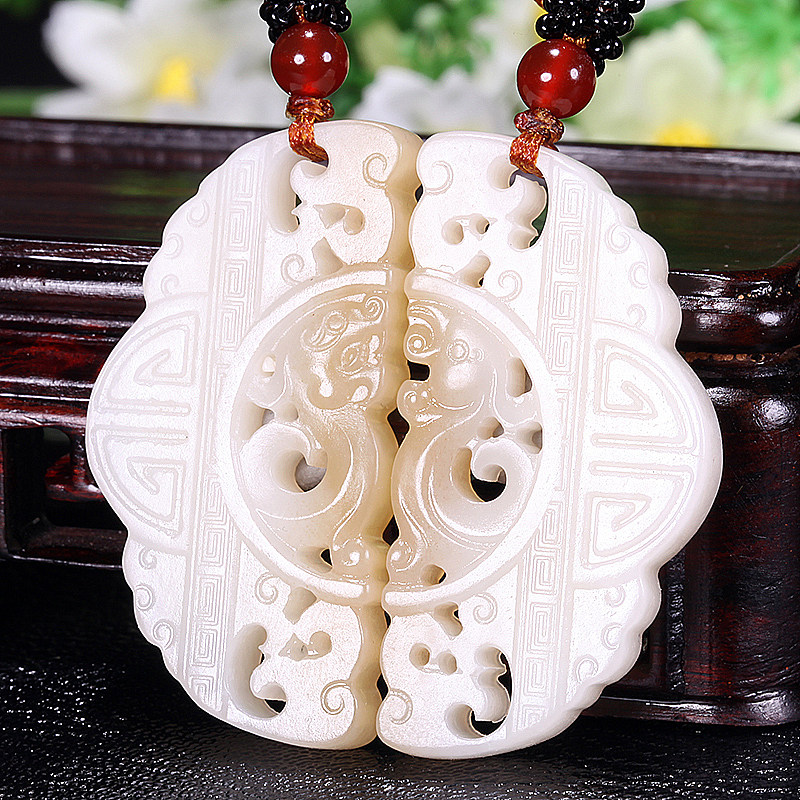 【仿古龙凤对牌】和田玉挂件41.08克