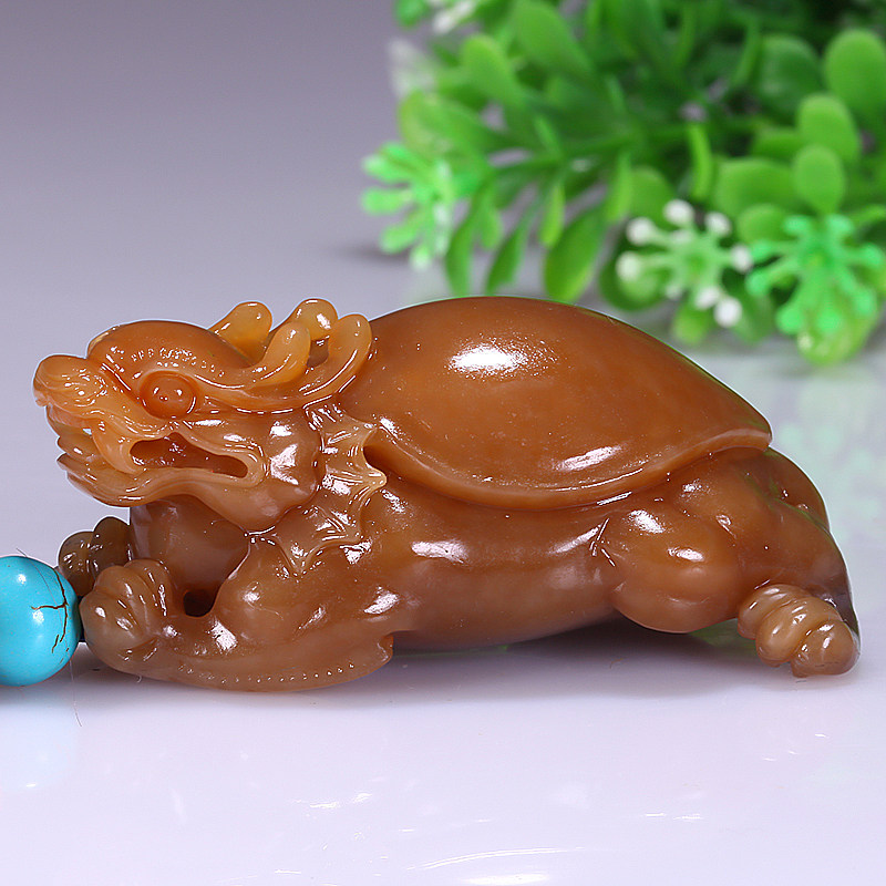 苏工【龙龟】和田玉手把件85.69克