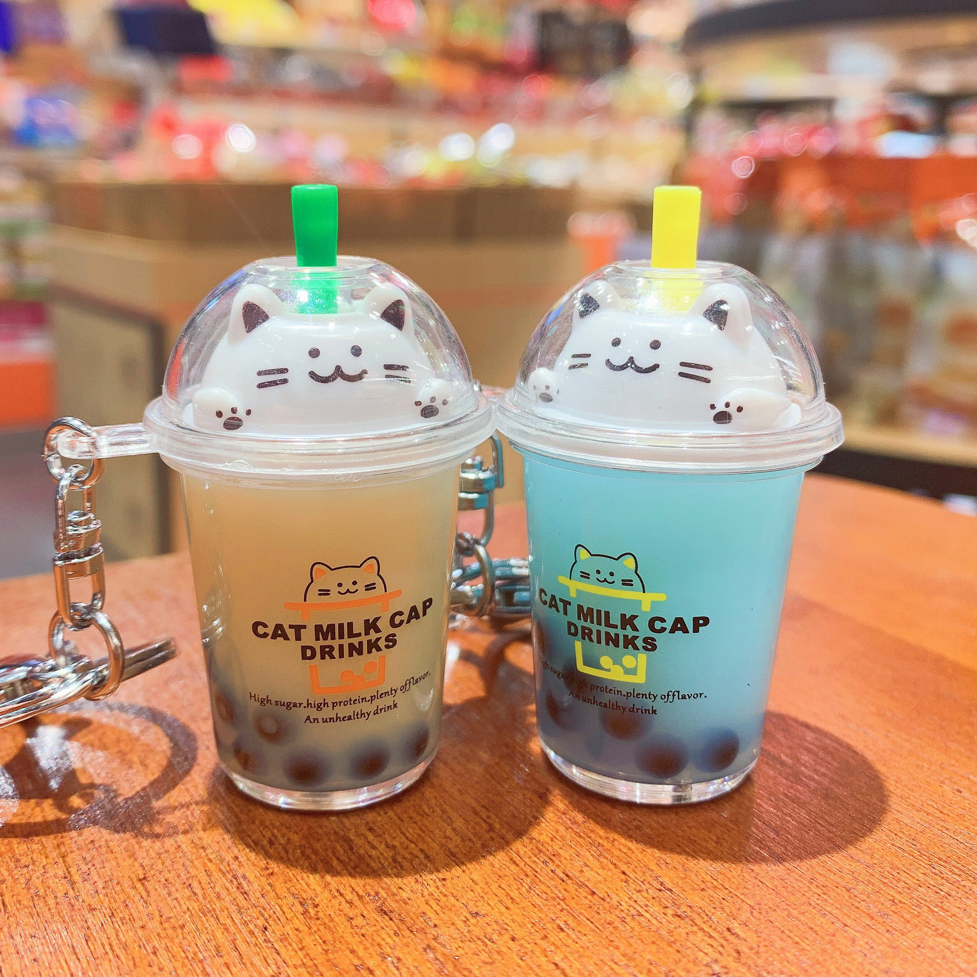 猫咪奶盖珍珠奶茶挂件网红钥匙扣仿真可爱清新少女心包挂创意礼品