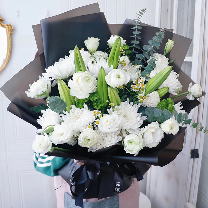 清明节北京天津黄菊白菊花束杭州上坟扫墓鲜花葬礼悼念雏菊告别花