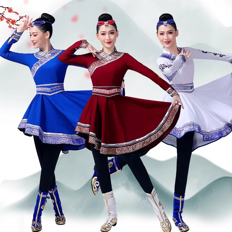 蒙古舞蹈演出服成人民族舞台表演少数民族女学生艺考级跑裤练习裙