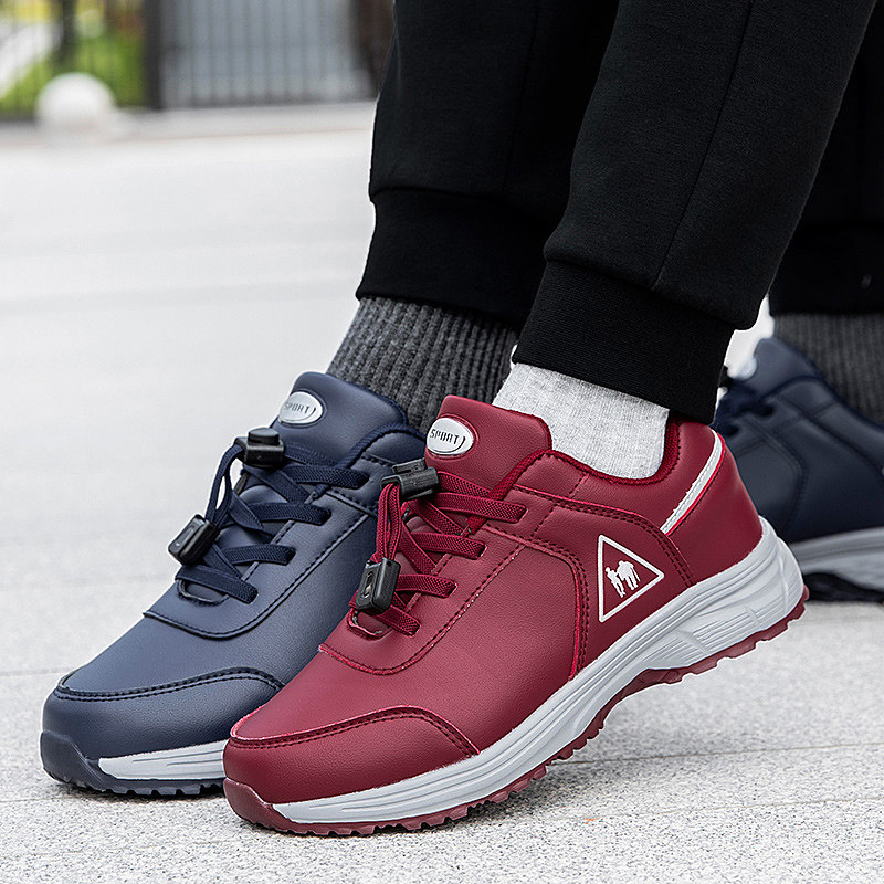 足力健老人鞋女皮面妈妈鞋爸爸鞋健步鞋