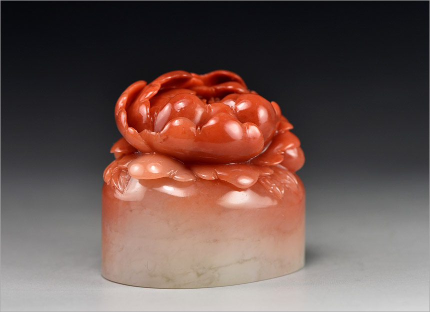 俏色精品 老挝石《花》印章 精品收藏 洁净圆润