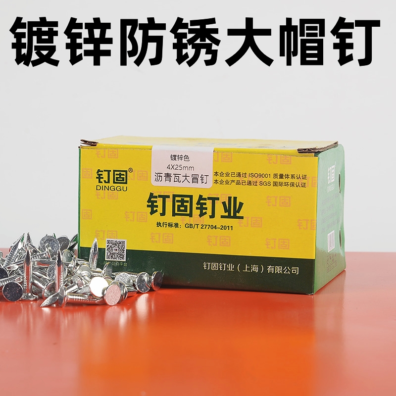 大帽钉水泥钉墙钉墙壁钢钉长253020沥青瓦钉镀锌防锈大冒钉子金属