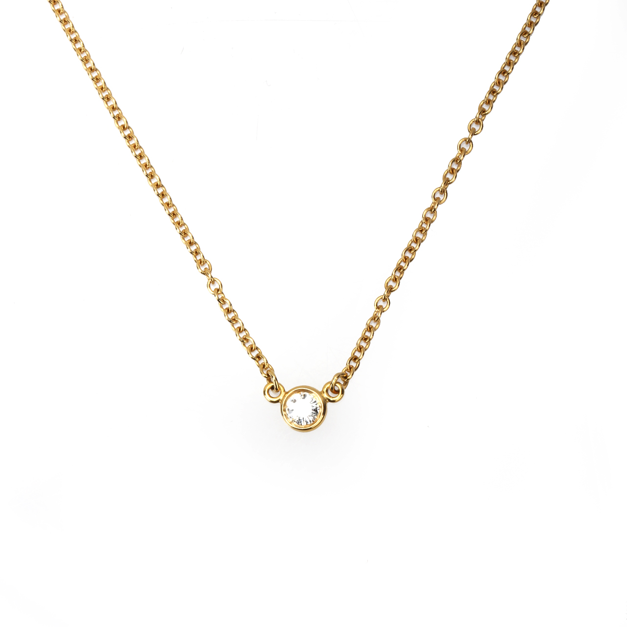 【9.5新】tiffany蒂芙尼750黄金单钻锁骨链n2805802