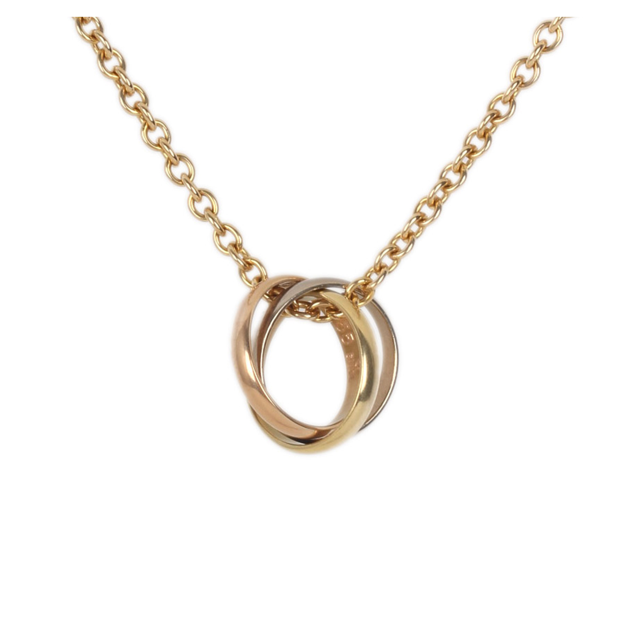 [9.5新]卡地亚cartier女士750三色金三环项链dh70606055