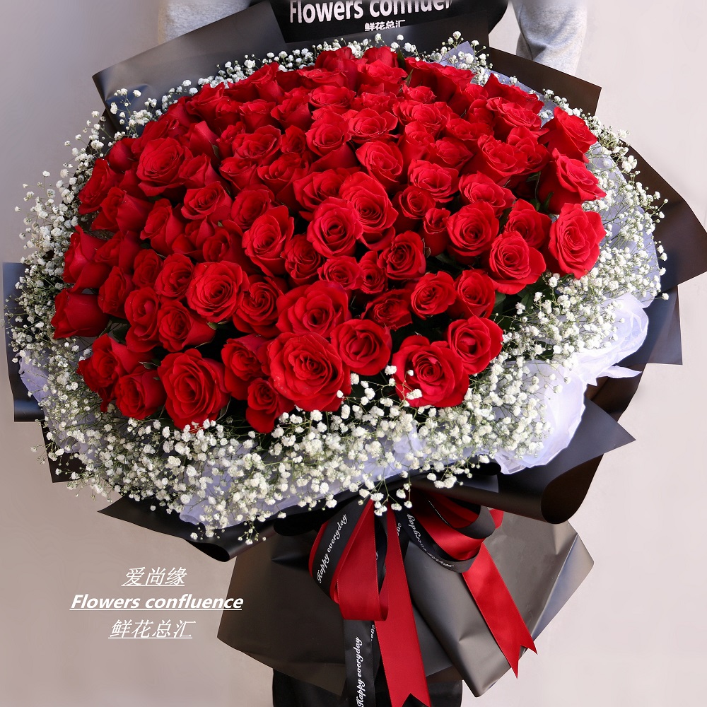 七夕情人节玫瑰大连同城鲜花速递店进口红粉白蓝香槟99朵玫瑰花束_不