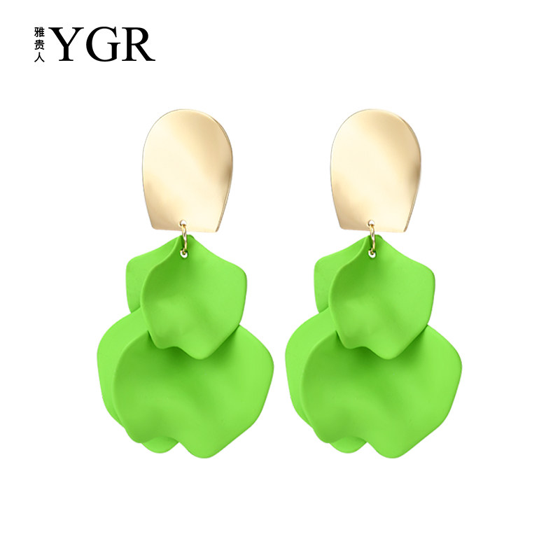 绿色耳环女亚克力耳钉2021年新款潮韩国气质网红个性夸张耳坠小众