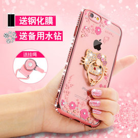 苹果6splus手机壳6plus挂绳iPhone保护套超薄5.5软硅胶水钻防摔7