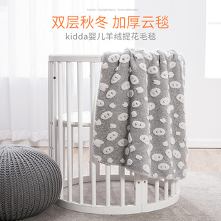 定制婴儿毛毯多功能儿童宝宝被子秋冬季推车盖毯新生儿加厚羊羔绒