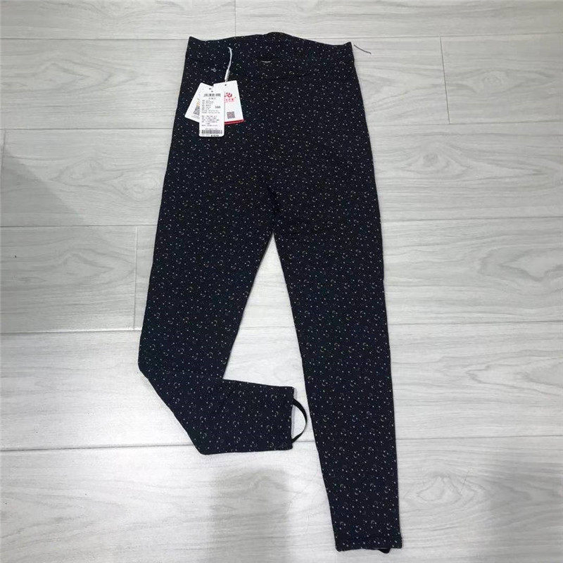 七只羊 女士保暖50%羊毛50%蚕丝棉裤女印花裤qzy-68721