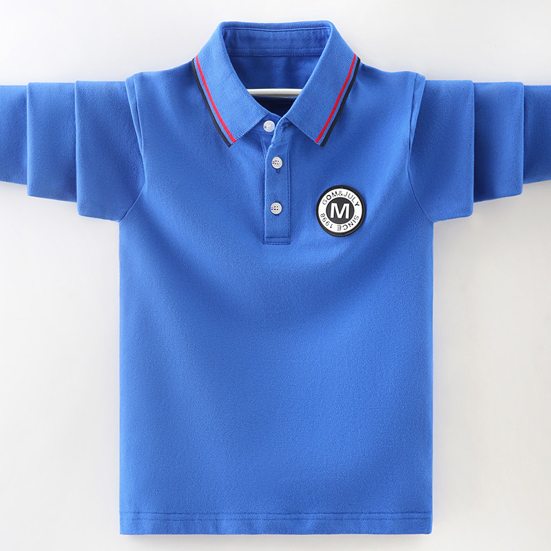 男童秋装长袖t恤2020新款大童帅气polo衫翻领男孩儿童胸标上衣