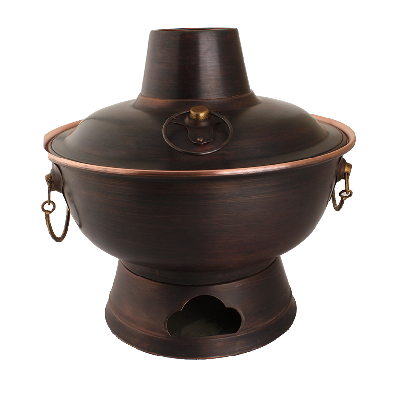 铜火锅家用纯铜铜锅老式铜炉紫铜火锅专用锅老北京涮羊肉木炭碳炉