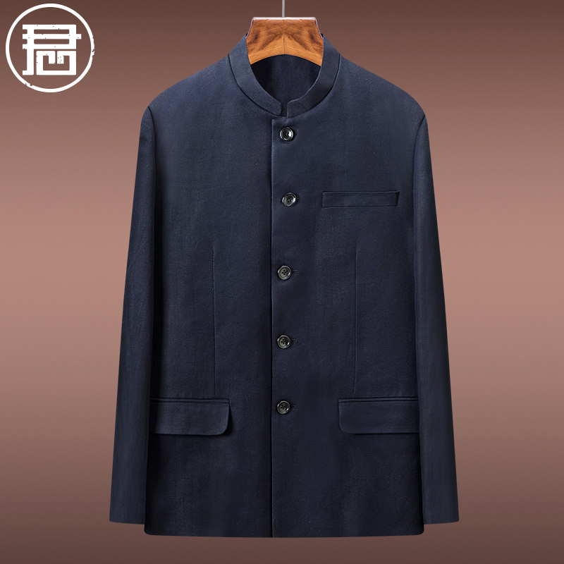高级中山装男士上衣中青年爸爸改良中山服新中式男装宴会礼服外套