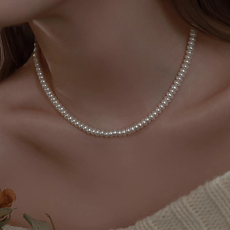 天然淡水法式小珍珠项链女时尚款细轻奢小众高级感颈链锁骨链小粒