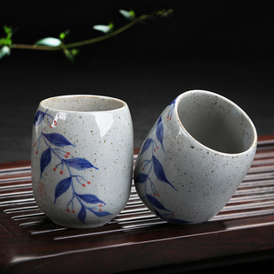 和风釉下彩手绘陶瓷茶杯日式水杯家用功夫茶杯品茗喝水杯子主人杯