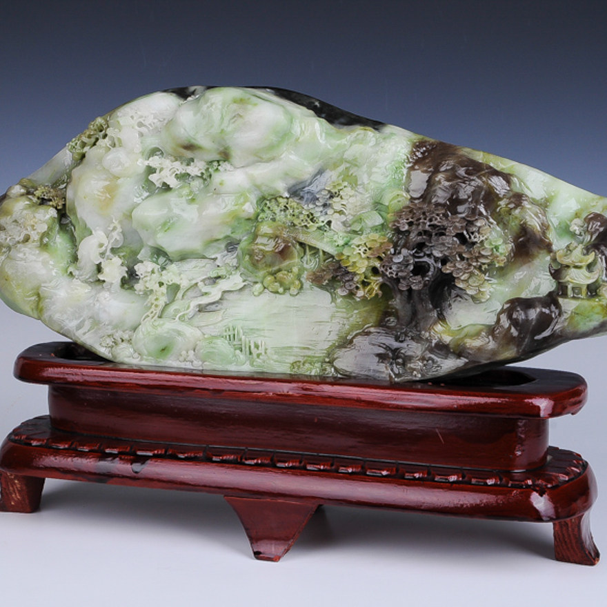 《老少同乐》河南省玉石雕刻大师 杨万才作品独山玉摆件 4800g