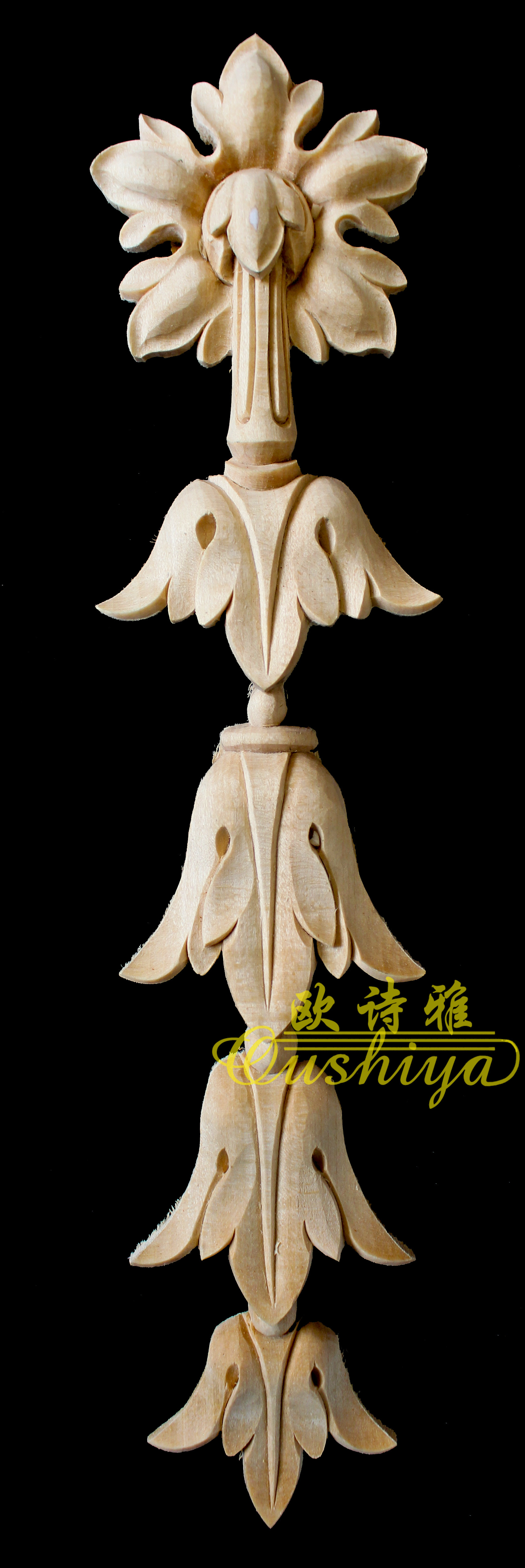 欧诗雅木雕装饰欧式古典竖花原木雕刻法式古典立柱贴花