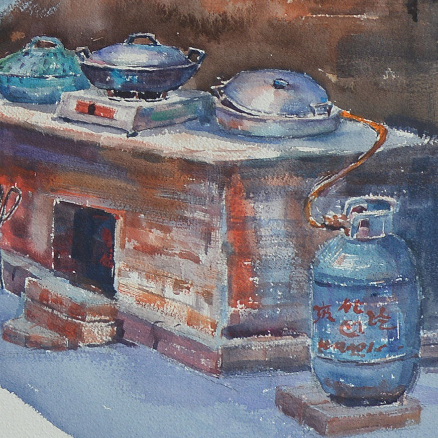黎水金56x76《老厨房》 2015入选深圳水彩画展 湛江美协会员