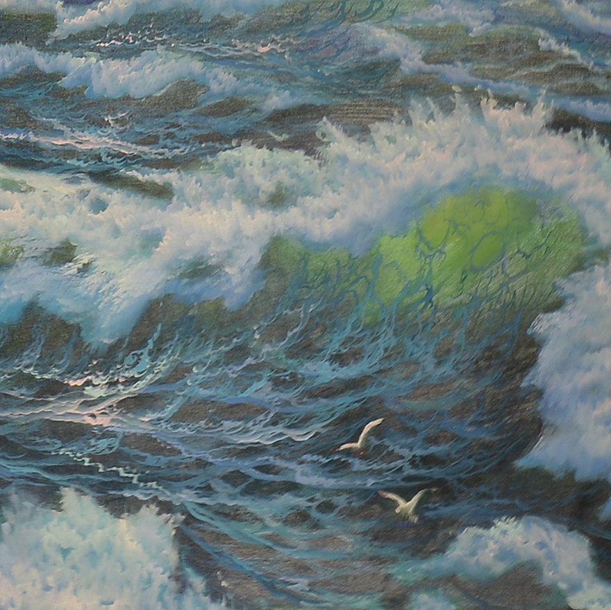 罗国玉100x200《惊涛骇浪》 知名油画家【红蜓艺术】