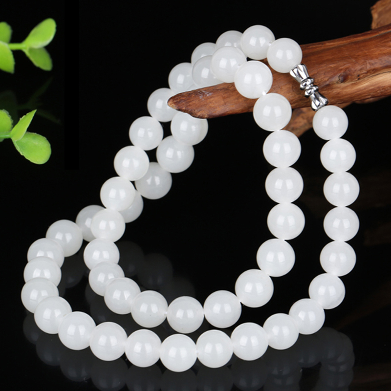 苏州工艺 和田玉羊脂白玉项链58.55g