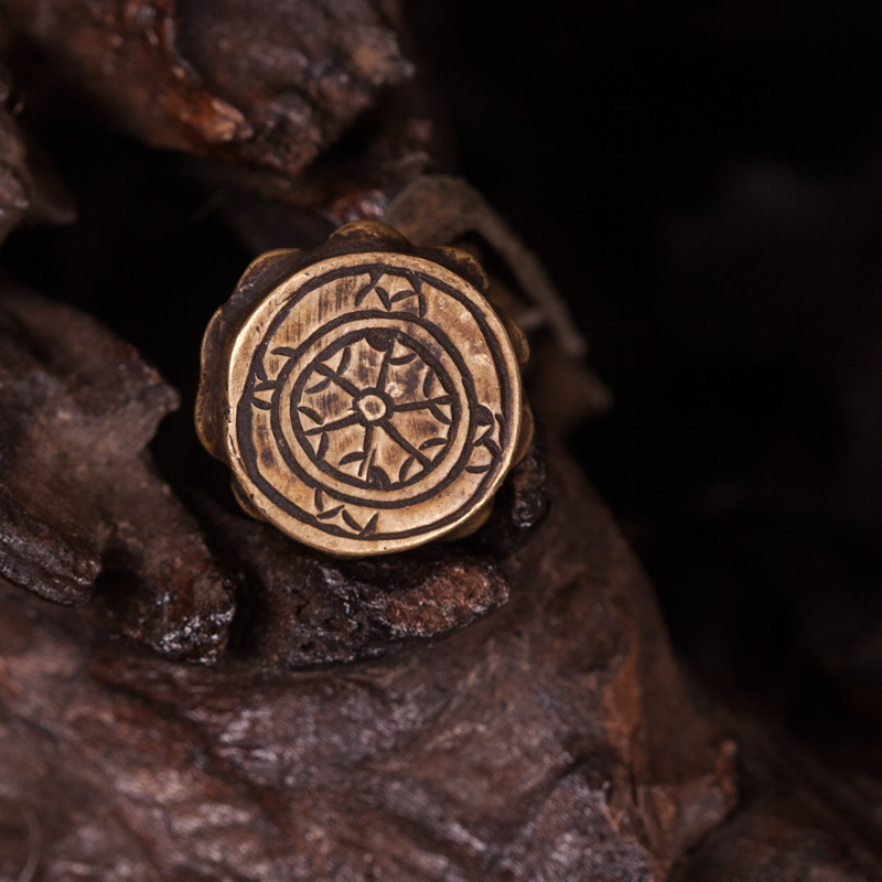 藏传扎寺 手工铜印章一对 密宗法器