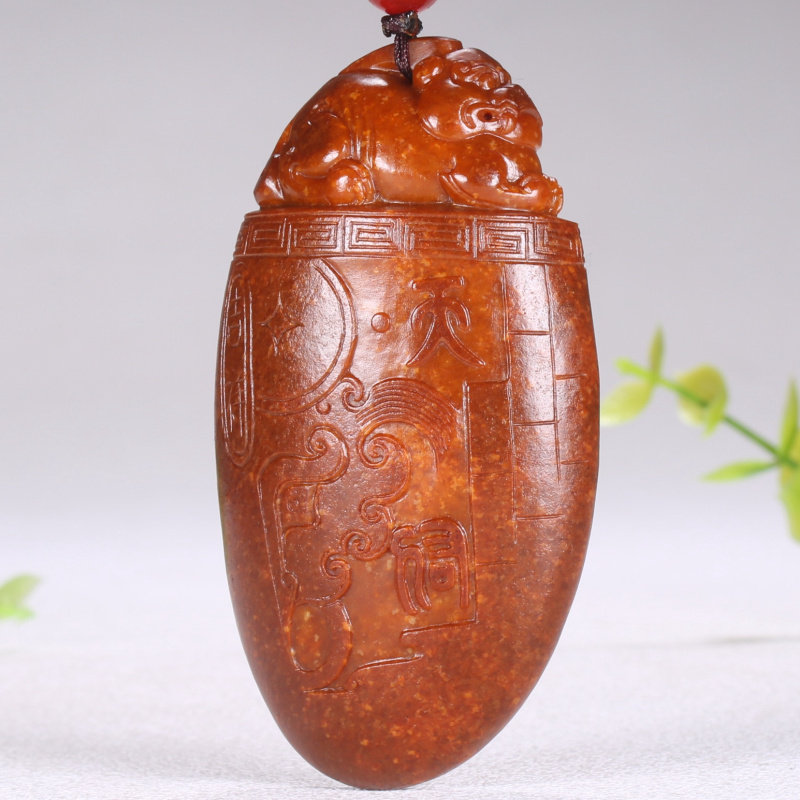 【收藏级】红沁皮把件 和田玉府上有龙手把件144克 - 拍卖