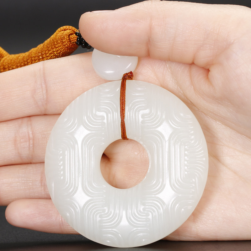 【圆满平安】和田玉羊脂玉平安环 玉环挂件 50克 n27