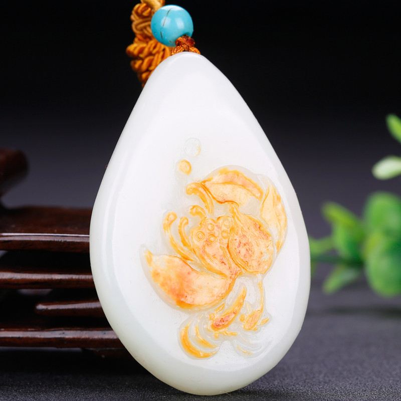 苏州玉雕名家【钱程程】作品 和田玉白玉 花开富贵 70.916克