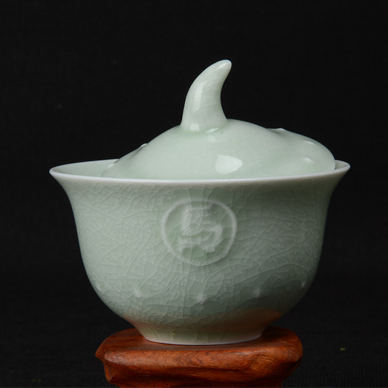 李廷怀 中国陶瓷设计艺术大师 玉青八马盖碗