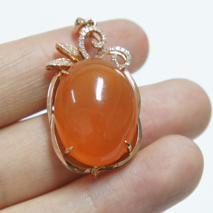 11 新疆金丝玉宝石光18k金吊坠 8.355g