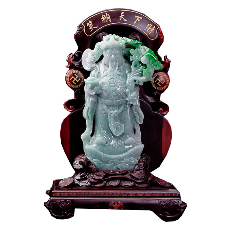 【即拍即得】老坑翡翠a货财神摆件5830克高端好货