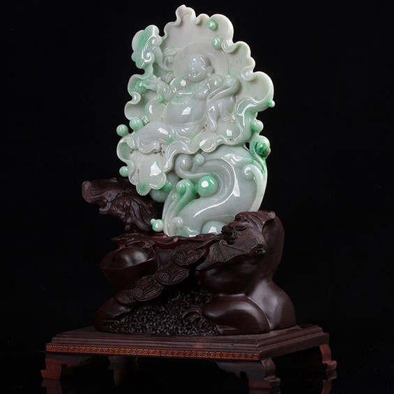 收藏级翡翠a货佛在心中摆件1.84千克