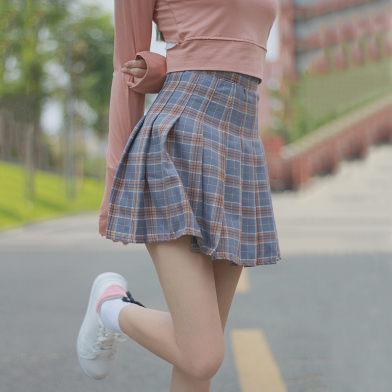 女装韩版新款小清新格子高腰百搭显瘦半身裙学生百褶裙A字裙短裙在类目 女装/女士精品, 半身裙中 - 来自Buy2taobao.com提供专业的淘宝代购服务