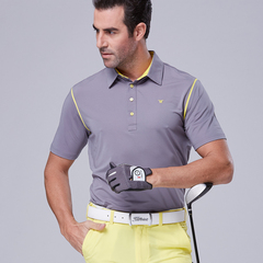 Teetimes新品高尔夫服装男士立领短袖T恤吸汗透气速干球衣
