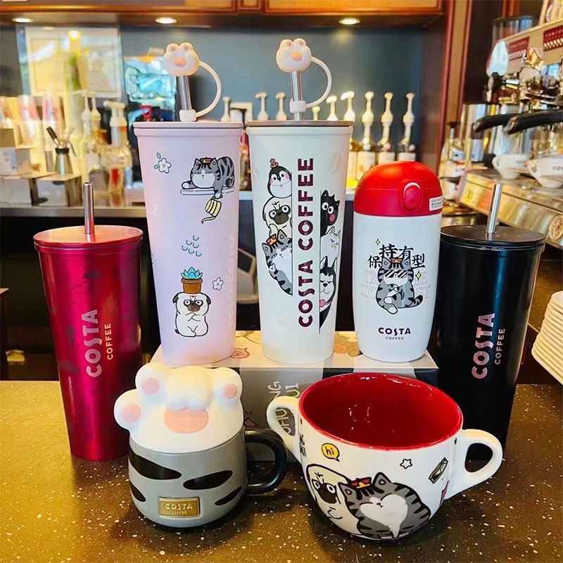 costa吾皇万睡联名杯子马克杯316不锈钢保温杯吸管杯猫爪杯双耳杯
