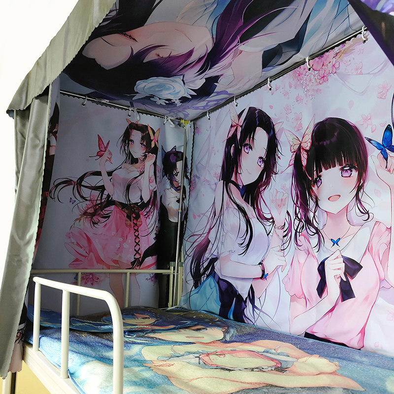 来图定制二次元学生宿舍床帘下铺男寝室上铺加厚强全遮光动漫蚊帐