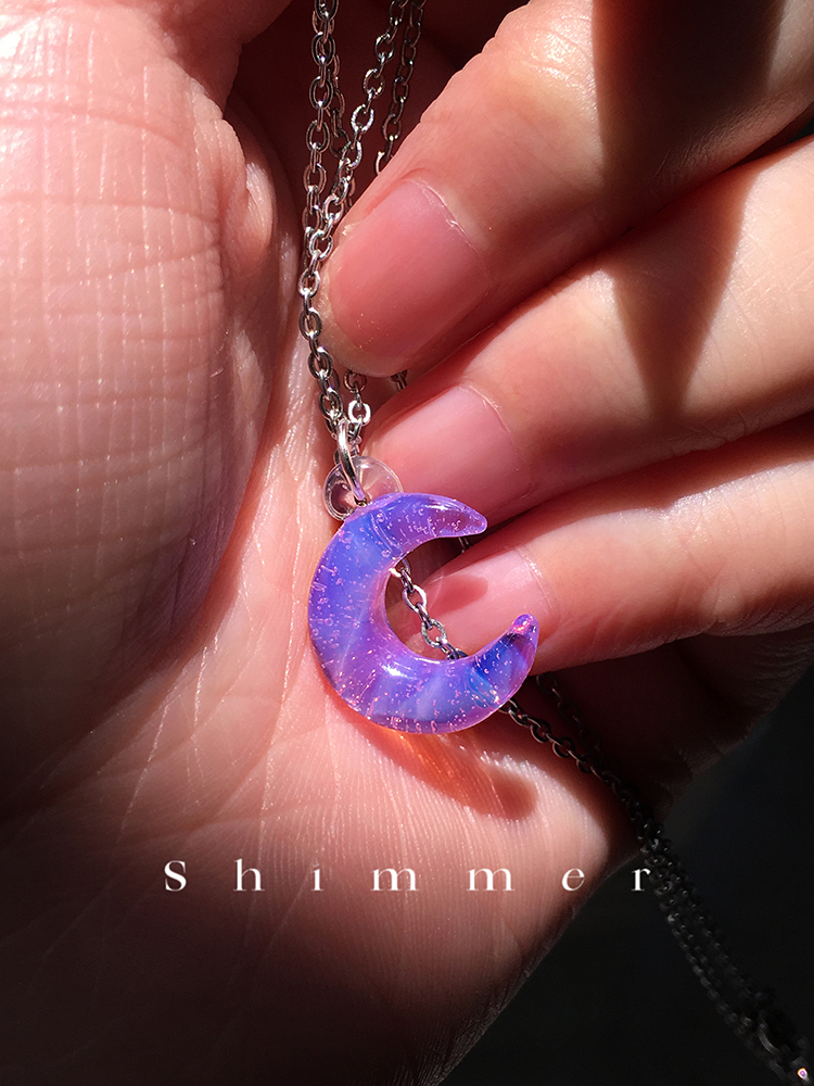 Shimmer_手工坊】月牙月亮小众项链吊坠饰品艺术品纯手工生日礼物