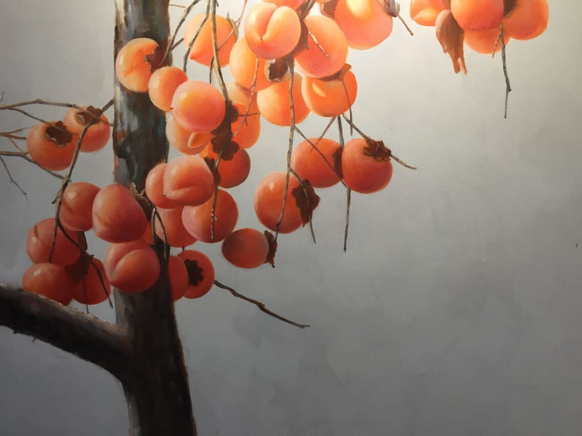 张锡俊《柿柿如意》90*150cm画布油画