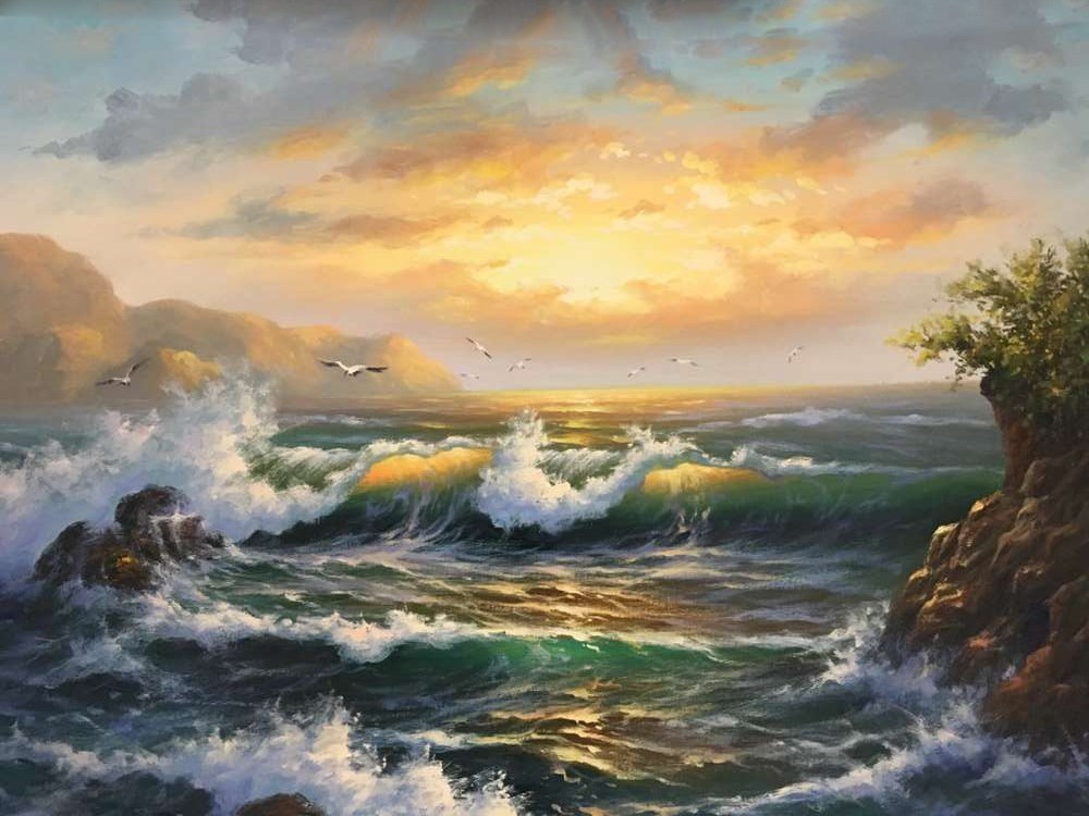 曾木泉《海阔天空》布面油画