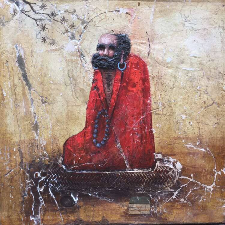 高飞《达摩》原生态创作画面油画