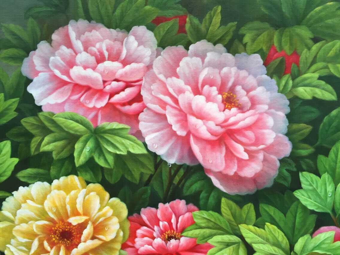 祝磊《富贵花开之二》布画油画