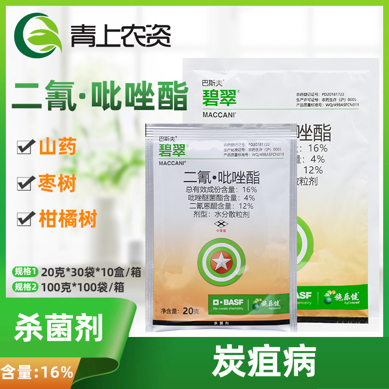巴斯夫碧翠 16%二氰·吡唑酯 柑橘苹果山药枣树炭疽病农药杀菌剂