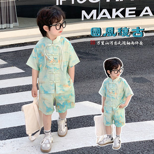 男童汉服夏装套装2024新款中国风儿童夏季唐装新中式宝宝短袖衣服