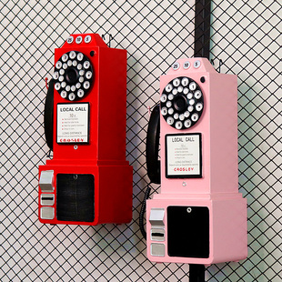 创意网红奶茶店酒吧墙面道具复古老式电话机模型壁挂墙上装饰挂件