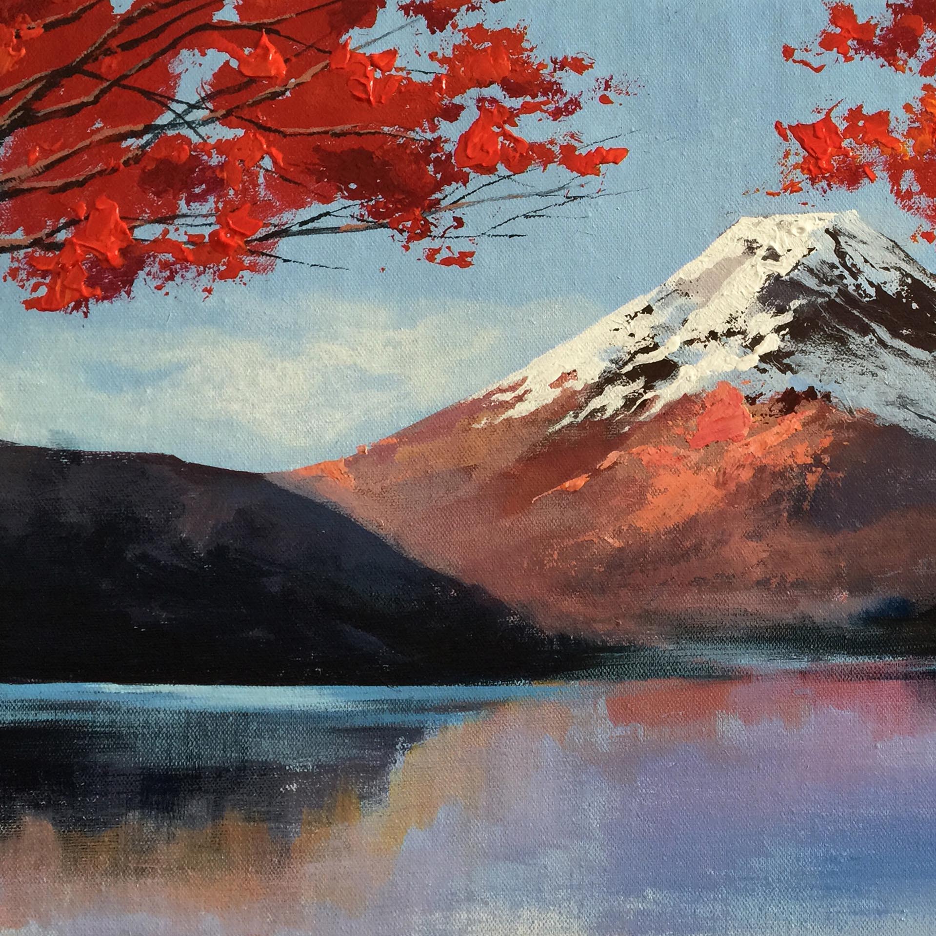 霖静《富士山》油画作品