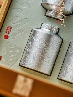 国色竹制 高档铝罐6小罐茶叶包装盒空盒岩茶6泡红茶绿茶银针 通用