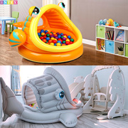 INTEX children's inflatable indoor household wave pool baby ocean ball pool fence baby slide toy shark