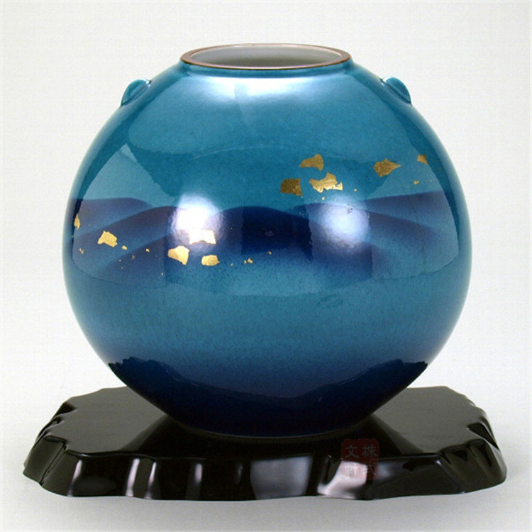 日本九谷烧陶瓷器日式花瓶釉彩桌面酒店餐厅摆件品花器干花插花