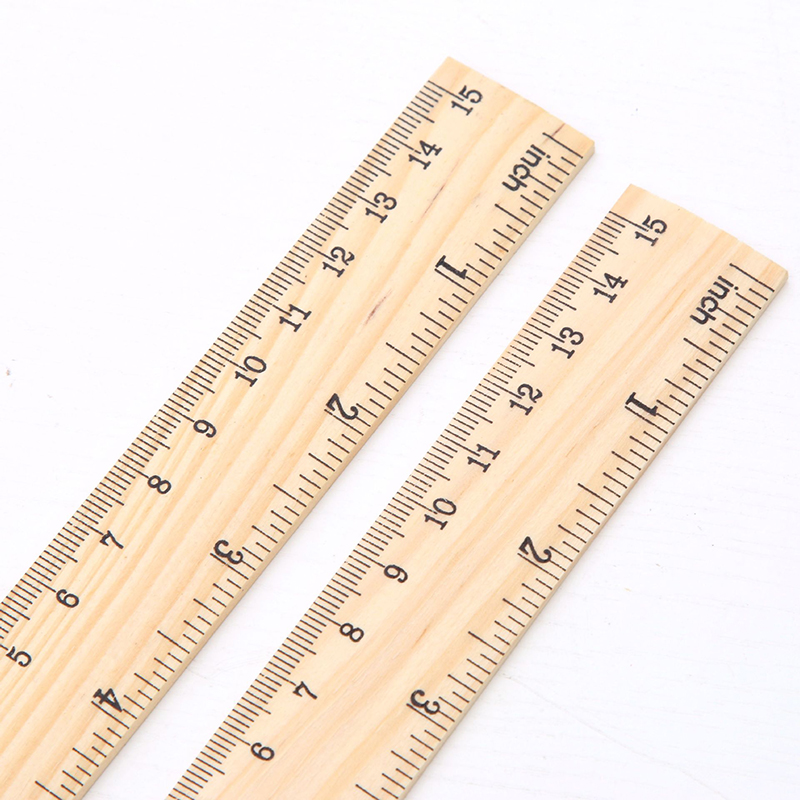 学生木制木尺子直尺文具尺子原木木头双刻度单面15cm20cm